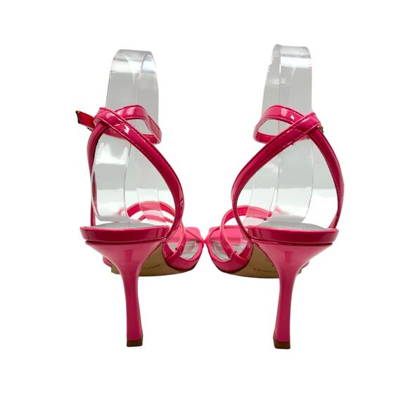 Marc Fisher Deric Hot Pink Faux Leather Open Square Toe Ankle Strap Sandals - Picture 6 of 12